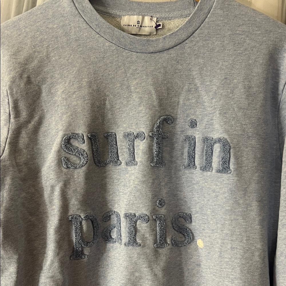 Cuisse de Grenouille "Surf in Paris" Crewneck Sweatshirt Women’s Medium Blue